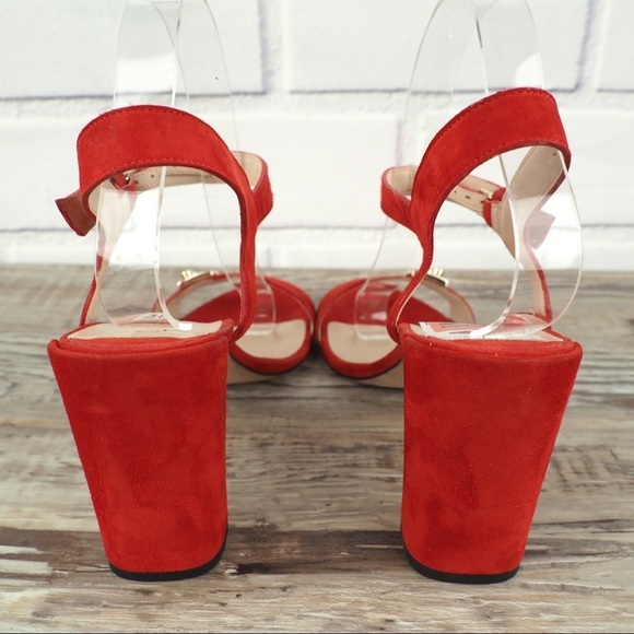 FURLA sz 39.5 METROPOLIS SANDAL ANKLE STRAP PEPERONCINO red suede strappy - Picture 8 of 11